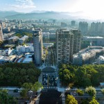 園道與群峰之間