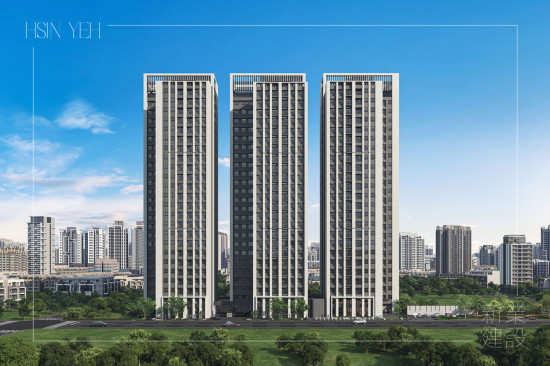 「新業(yè)恆一」坐落於竹南火車站黃金生活圈，以24層凌空之姿，昂立站前繁華核心1773坪大基地，外觀風(fēng)格承襲國際現(xiàn)代建築樣式，在簡潔線條中富藏細節(jié)工藝。(圖為 新業(yè)恆一 建築外觀3D示意圖)