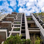 仰望大塊森鄰的複層陽(yáng)臺(tái)，藍(lán)天、綠意與建築交織的美好，一覽無(wú)遺。