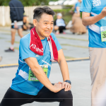 新業(yè)建設(shè)邱正光副總也到場參與這場盛事，在10K賽事後準(zhǔn)確地收操，舒展緊繃肌肉。