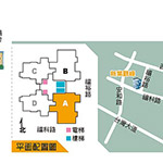 社區(qū)（紅框處）面積約1175坪，位於角地，1樓有6店面。